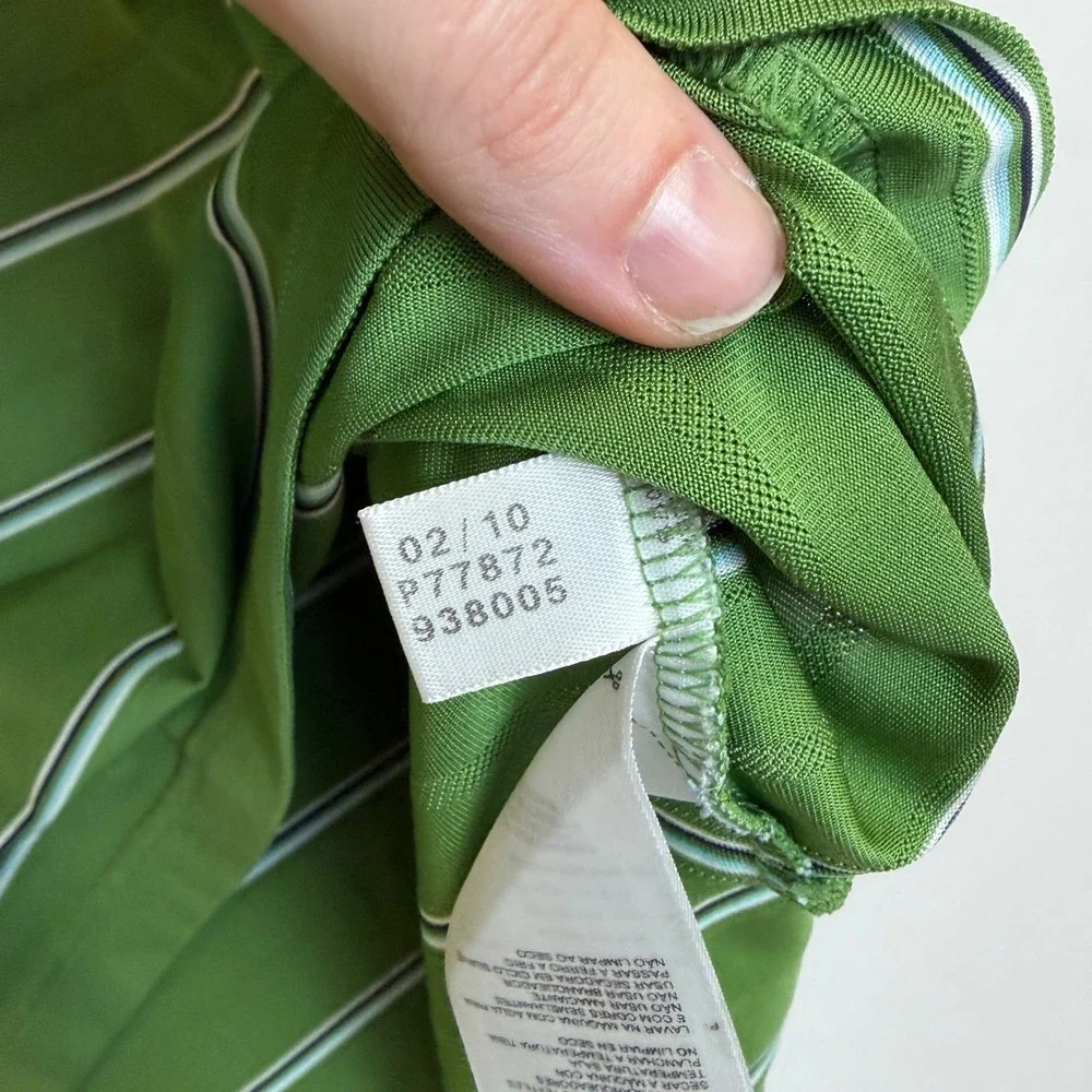 Adidas Golf ClimaCool Mens XL Green Striped Polo Shirt Short Sleeve